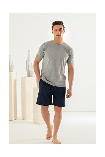 English Home Men's Combed Cotton Pajama Set - Basic Comfort Navy Blue