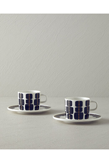 English Home Black Modern Bone Porcelain 4-Piece 2-Person Cup Set