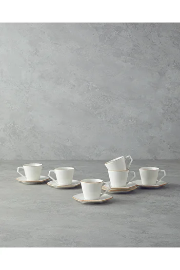 English Home Marlin Bone Porcelain 12 τεμαχίων Σετ φλιτζάνι καφέ για 6 άτομα 80 ml Χρυσό