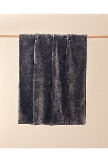 English Home Anthracite Furry Super Soft TV Blanket