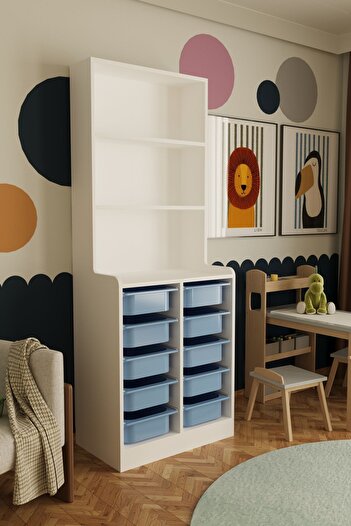 Remaks Lisano 10 Sepet Çok Amaçlı Oyuncak Dolabı Mavi