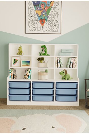 Remaks Sinous 9 Sepetli Çok Amaçlı Oyuncak Dolabı Mavi