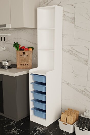 Remaks Feline 5 Sepet Oyuncak Dolabı Çok Amaçlı Mutfak Banyo Kiler Dolabı Mavi