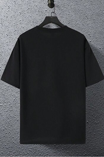 MODAGEN Μαύρο Triangle Printed Oversize Ανδρικό T-Shirt - Crew Neck