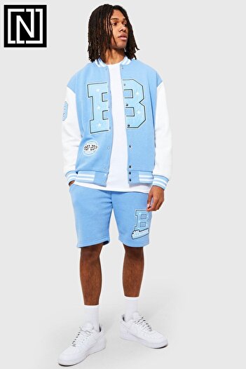 NEWLAKER Unisex Oversize Bomber - Κολλεγιακό μπουφάν με λεπτομέρεια κεντήματος