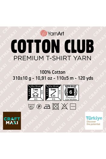 Yarnart نادي القطن - خيط محبوك يدويًا من القماش الممشط باللون البرقوق-7336