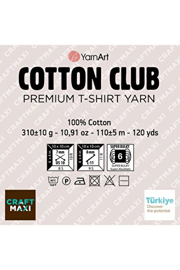 Yarnart Cotton Club - Χτενισμένο Βαμβακερό Ύφασμα Πλεκτό Νήμα Βανίλια-7348