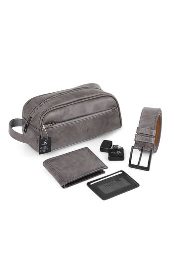 Polo Air Erkek El Çantası Cüzdan Kemer Kartlık Çakmak Set Gri Kombin CN-30-G