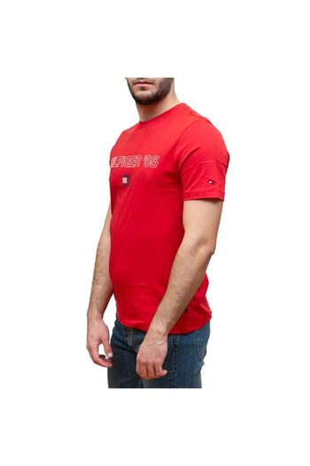 Tommy Hilfiger Men's Brand Logo Regular Fit Cotton Short Sleeve Red T-Shirt MW0MW34427-XLG