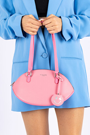 Getcho David Jones Hedvig Women's Pink Shoulder Bag – Faux Leather, Stylish, Stylish and Convenient Double Handle Bag