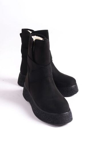 Shoesers Γυναικείες μπότες χιονιού με χοντρή σόλα από καστόρι με ελαστική γούνα στο εσωτερικό