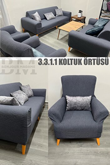 BONJOUR MADAME koltuk örtüsü 3.3.1.1 koltuk kılıfı Jakarli likrali kumaş. ev tekstili koltuk örtüsü takımı