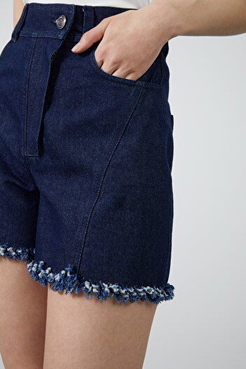 GİZİA Cut Out Detaylı Mavi Jean Şort