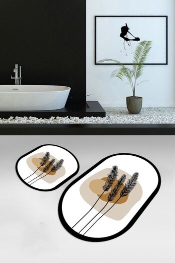 Kilimteks Digital Printed Non-Slip Base Washable Oval Bathroom Set Toilet Seat, N-O-KLOZET-28-WHITE,
