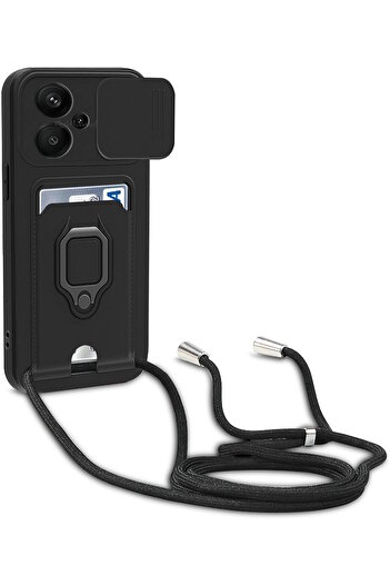 m.tk moveteck Xiaomi Redmi Note 13 Pro Plus Case with Camera Protection Sliding Ring Business Card Holder Strap Silicone