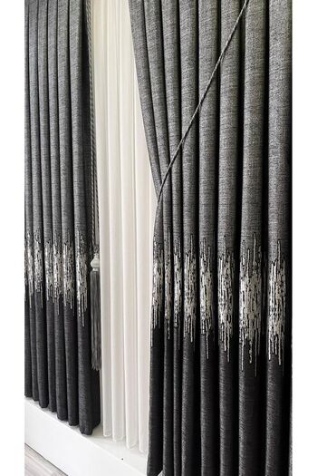 Fon Dünyası Panel Background Curtain Anthracite Silver (Single Wing)