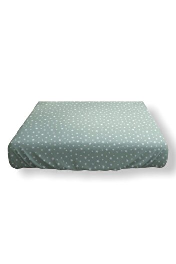 Bebek Özel Cotton Single Child Fitted Sheet 90x190 Green Star Patterned