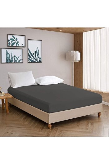 Evlen Home Combed Cotton Elastic Single/Double Personality Cotton Sheet Dark Gray| Hotel Bed Sheet