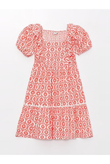 LC Waikiki LCW Kids - Φόρεμα με κοντό μανίκι με τετράγωνη λαιμόκοψη για κορίτσια