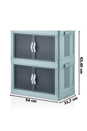 E-LİFE HOME 2'Li Katlanabilir Organizer Portatif Şık Görünümlü Çok Amaçlı Kapaklı Dolap Ve Saklama Kutusu mavi