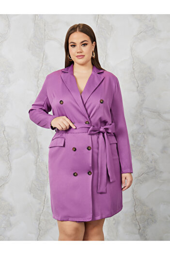 Styli Plus Double Breasted Blazer Mini Dress with Tie Belt