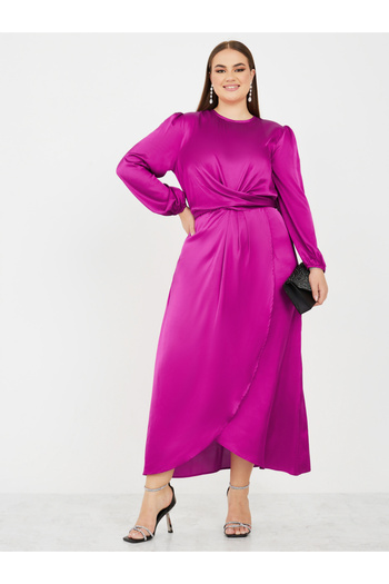 Styli Plus Satin Wrap Midi Dress
