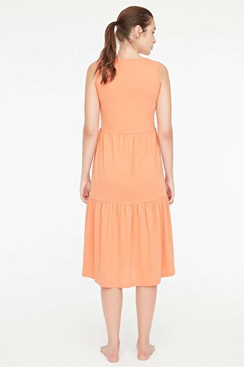 Mod Collection Rochie portocalie cu mâneci zero pentru femei 3c8t8n4