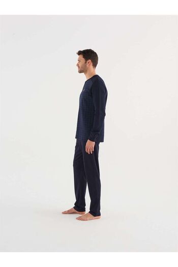 Mod Collection Men's Navy Blue Placket Pajama Set - 023K3.Z.7E.T.5Ag.6Rp Mod Collection
