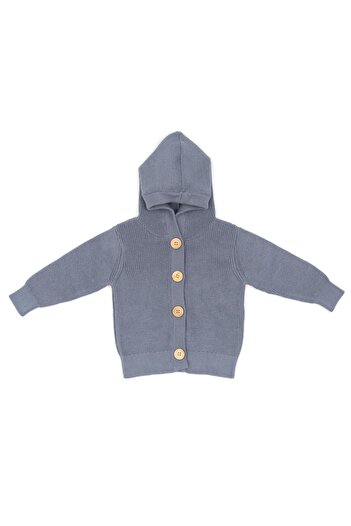 Baboo Blue Hooded Organic Cotton Baby and Kids Cardigan