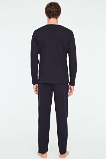 Mod Collection - Σετ ανδρικής πιτζάμα Navy Blue Battal με πατιλέτα
