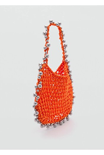 MANGO Woman Beaded Shopper Bag