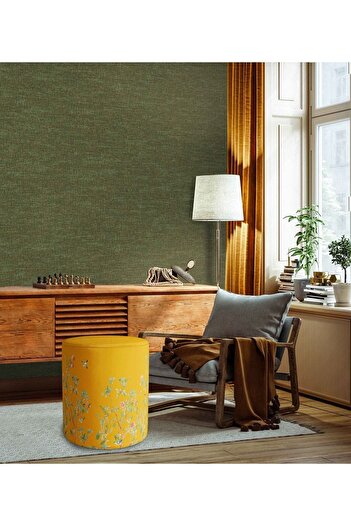 Adawall Sarı Çiçek Tasarımlı Puf