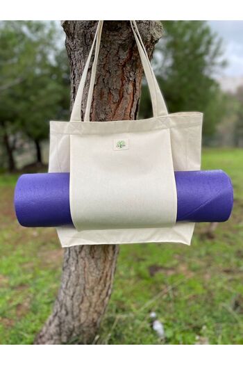 LİFENES Mat Carry Bag Pilates & Yoga Beach Casual Raw Canvas Fabric Women's Shoulder Bag
