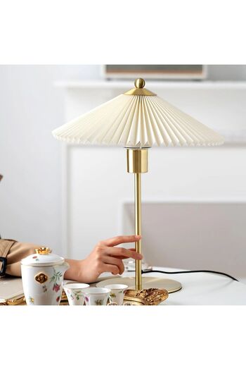 burenze Exclusive Collection Krem Şapka Tasarım Umbrella Abajur Eskitme Gold Sarı