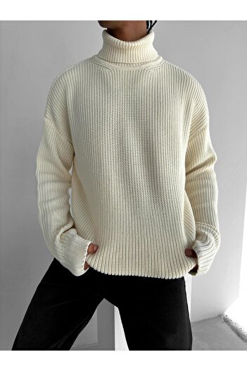 ablukaonline Екрю рибальський комір Oversize кофта - Kzk.0026
