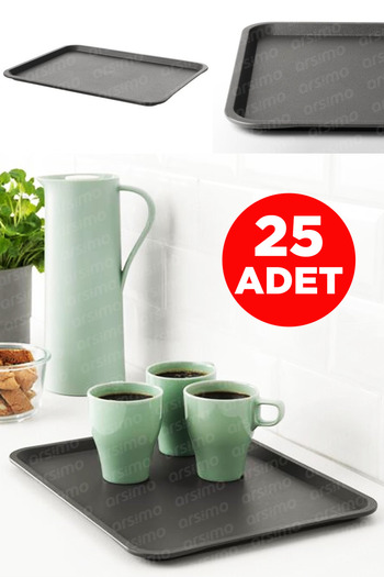 Arsimo ( 25 Adet ) Polipropilen Plastik Kaydırmaz Kırılmaz Servis Sunum Tepsisi | 26 Cm X 36 Cm