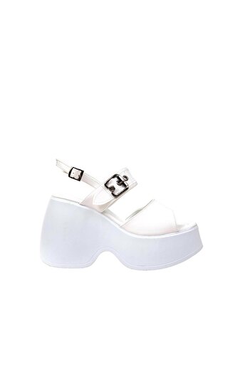 bescobel White Buckle High Heel Women's Sandals - Dagna 10cm