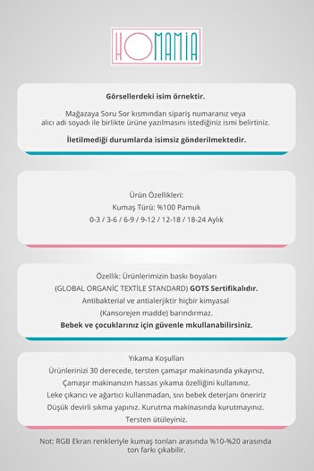 Homamia Kişiye Özel Isimli Tek Zıbın Bebek Body ( Iletilen Isim Ile)