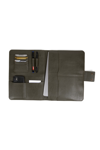 deridense M2 13-14 Inch MacBook Pro-Air Vegan Leather Briefcase - Tablet Case Khaki Green