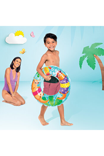 Intex حلقة سباحة للأطفال بنمط شفاف باللون الأزرق السماوي 61 سم (59242)