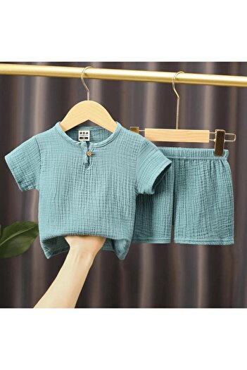 Mashotrend Müslim Kumaş Erkek Çocuk Takım - Çocuk Eşofman Şort T-shirt Çocuk Takım Yazlım Takım