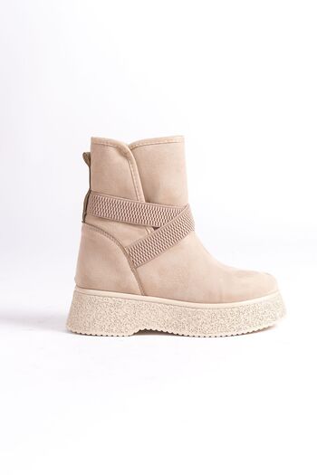 Shoesers Γυναικείες μπότες χιονιού με χοντρή σόλα από καστόρι με ελαστική γούνα στο εσωτερικό