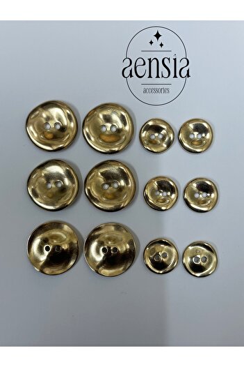 aensia GolD metal Button Set - CurveD anD CurveD, PerforateD 12 Pack (6 Large + 6 Small)
