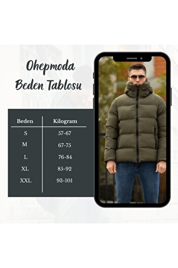 OHEPMODA Men's Winter Puffer Jacket - Water and Windproof, Hooded and Fur Lined