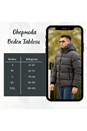 OHEPMODA Men's Winter Puffer Jacket - Water and Windproof, Hooded and Fur Lined
