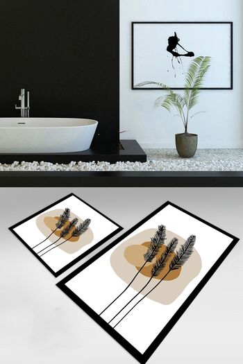 Kilimteks Digital Printed Non-Slip Base Washable Double Bathroom Set Toilet Seat, N-KLOZET-28-WHITE,