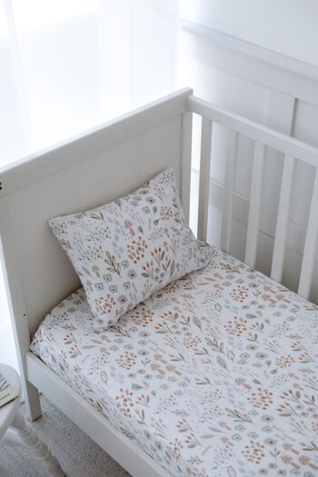 NOU Minimal Floral Organic Single Fitted Sheet Set - Woodland Floral