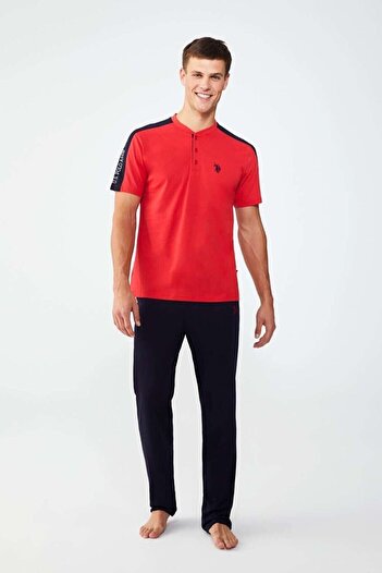 U.S. Polo Assn. Ανδρικό Σετ Πυτζάμες Κόκκινο Συνονθύλευμα