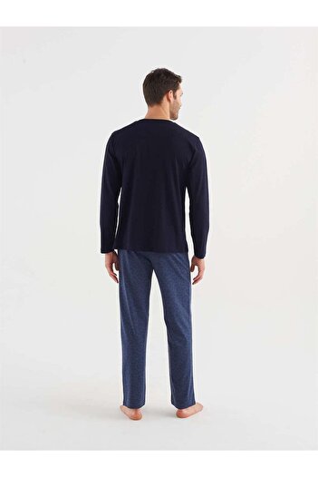 Mod Collection Ανδρική φόρμα πιτζάμα Navy Blue Placket