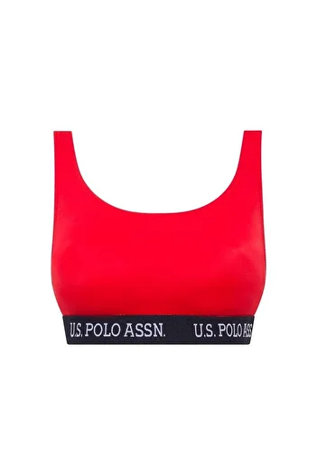 U.S. Polo Assn. Women's Red U-Neck Bralette Bikini Top